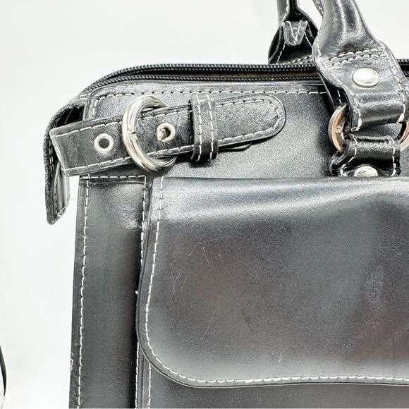 McKlein USA Winnetka Black Leather 15” Laptop‎ Briefcase Double Shoulder Strap - Picture 8 of 16